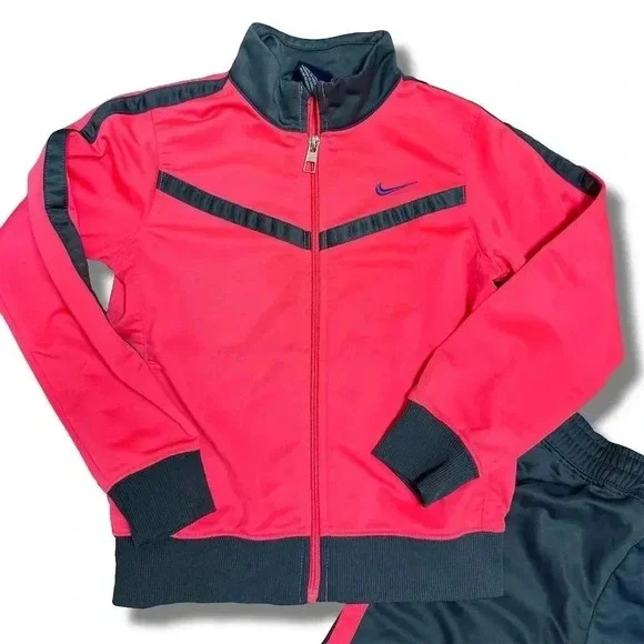 Nike Kids 2-Piece Tracksuit Set 6X Pink Grey Jacket & Pants - Picture 2 of 9